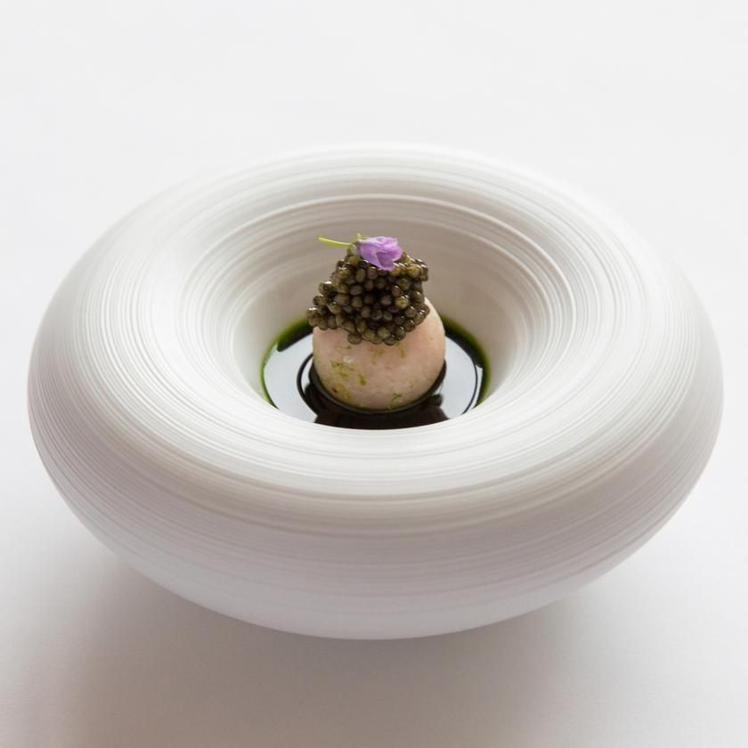 Caviar amuse-bouche plated by a Chef Yacht Club chef