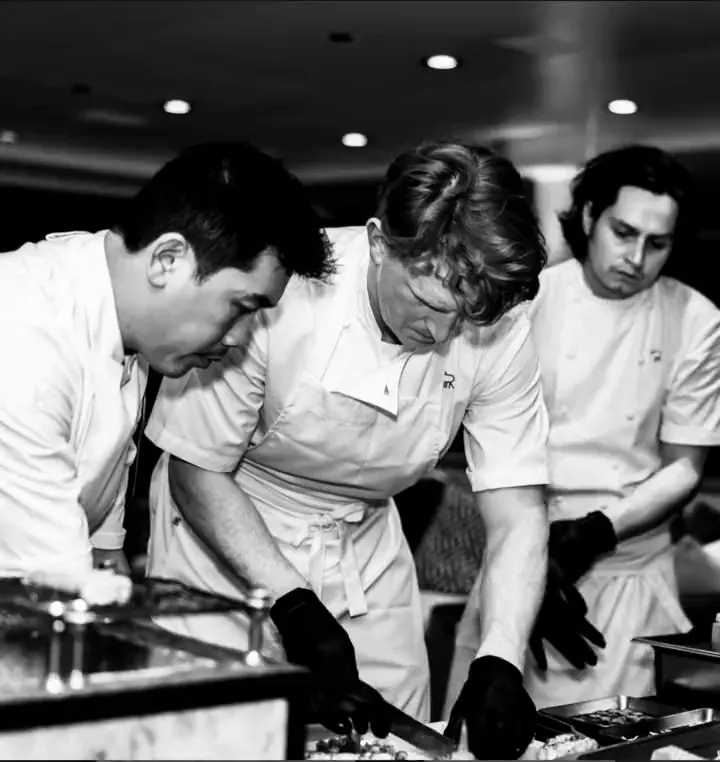 Chefs at work in the galley
